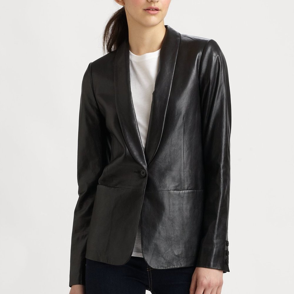 Vince Black Lambskin Blazer size 6